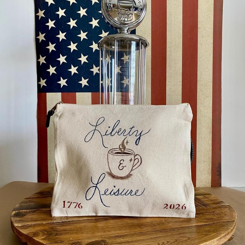 Liberty & Leisure Leisure Pouch Hand Painted Coffee Lover Canvas Travel Pouch